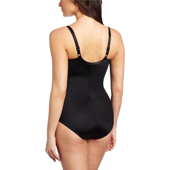 NEW 🖤 Maidenform Flexees Shapewear Body Briefer with Lace Bodysuit Black 36C - Picture 2 of 8